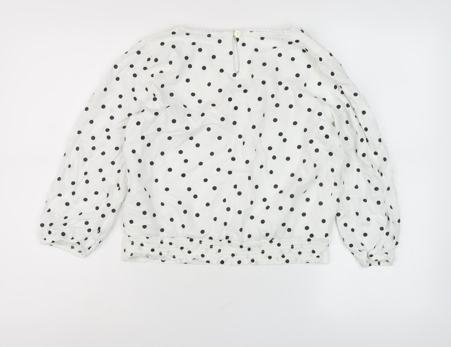 Abercrombie White Polka Dot Teen Long Sleeve Top