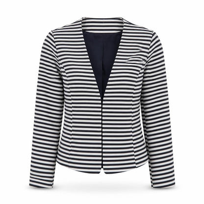 ONLY Women's Black & White Striped Blazer - Size 14