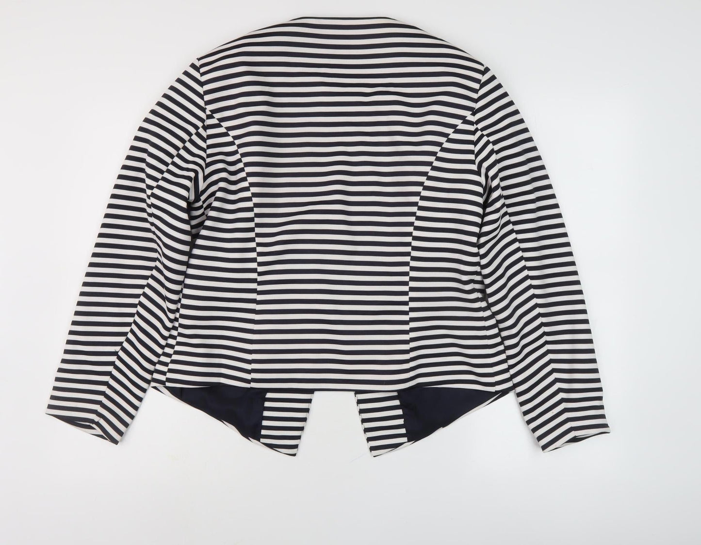 ONLY Women's Black & White Striped Blazer - Size 14