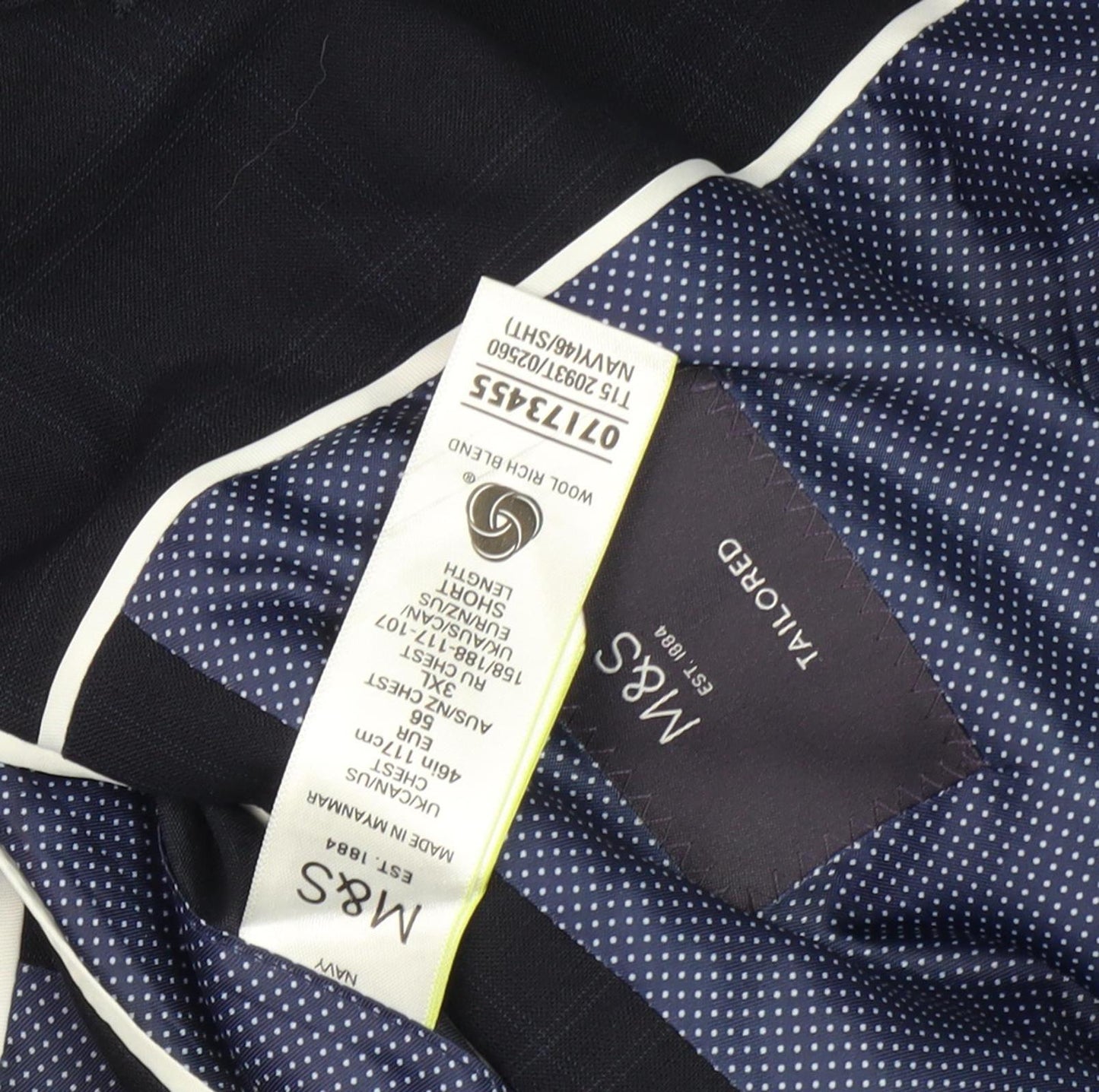 Mens UK Size 36 Marks and Spencer Regular Blue Suit Jacket