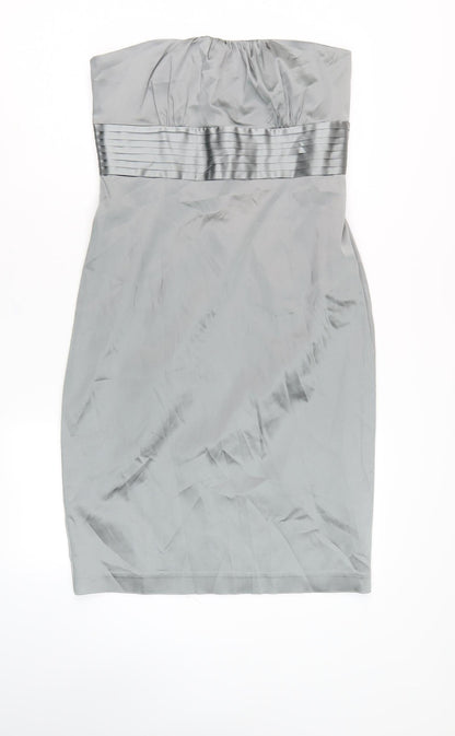 Warehouse Women's Grey Strapless Sheath Dress Size 14