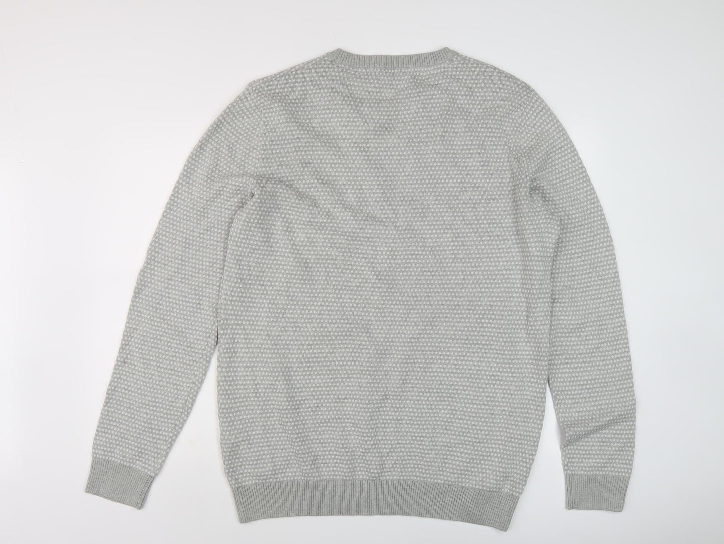 Jack & Jones Men's Grey Waffle-Knit Pullover 2XL