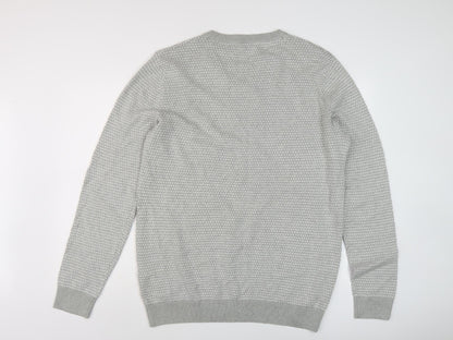 Jack & Jones Men's Grey Waffle-Knit Pullover 2XL