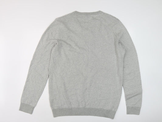 Jack & Jones Men's Grey Waffle-Knit Pullover 2XL