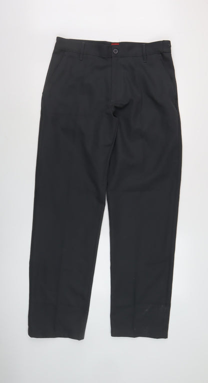 Mens UK Size 32W 31L Slazenger Classic Fit Workwear Casual Black Trousers