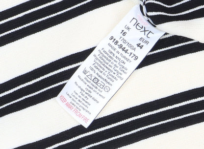 Next Women's Black Striped T-Shirt UK Size 16