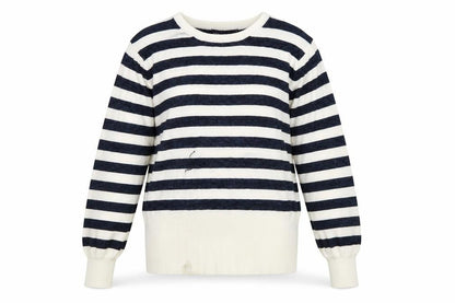 Marks and Spencer Women's Black Striped Pullover Jumper M