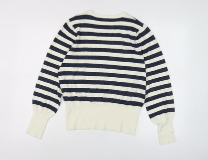Marks and Spencer Women's Black Striped Pullover Jumper M