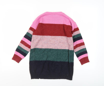 Next Girls Multicoloured Pullover Jumper, Size 7, Striped
