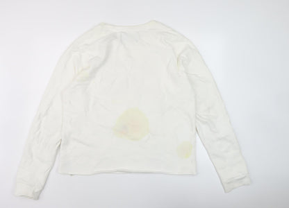 Zara Men White XL Retro Logo Sweatshirt