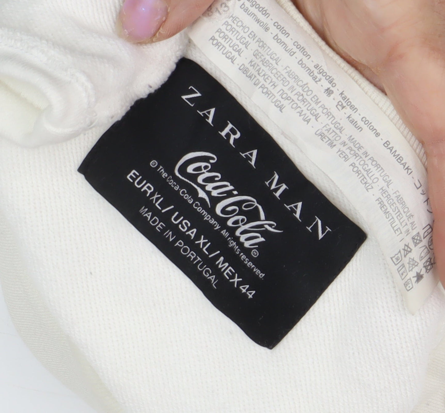 Zara Men White XL Retro Logo Sweatshirt