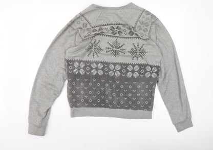 Zara Men's Grey Winter Geometric Pullover Sweatshirt XL