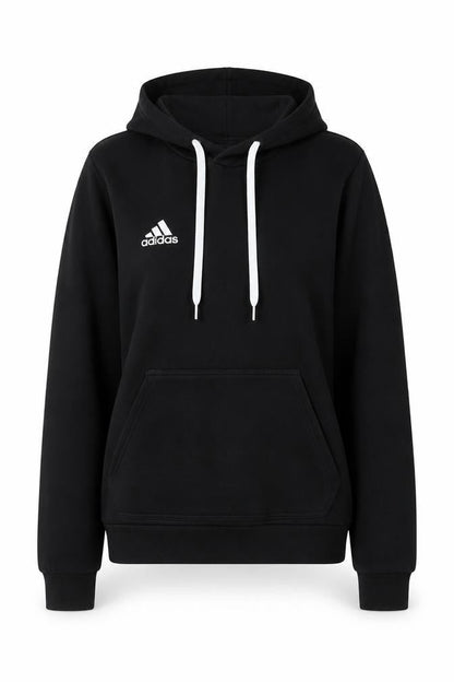 Front view of Adidas Black unisex pullover hoodie, size 12