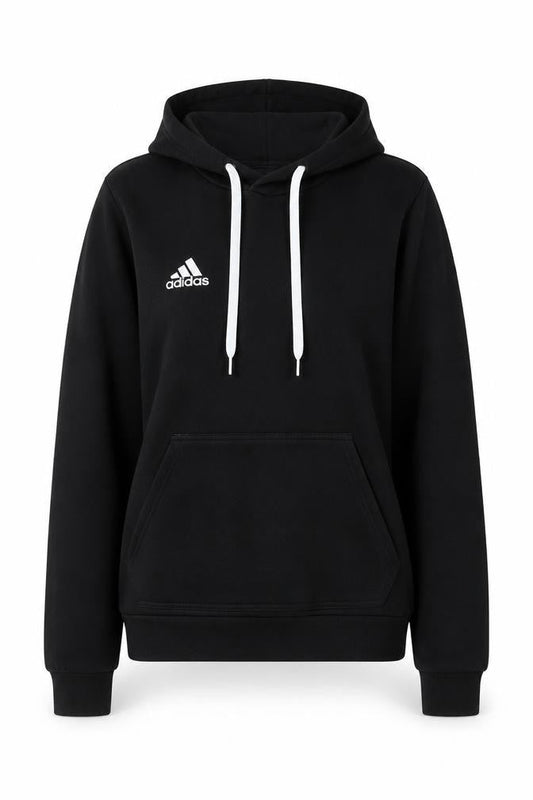 Front view of Adidas Black unisex pullover hoodie, size 12