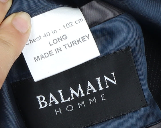 Balmain Men's Black 40 Long Jacket Blazer