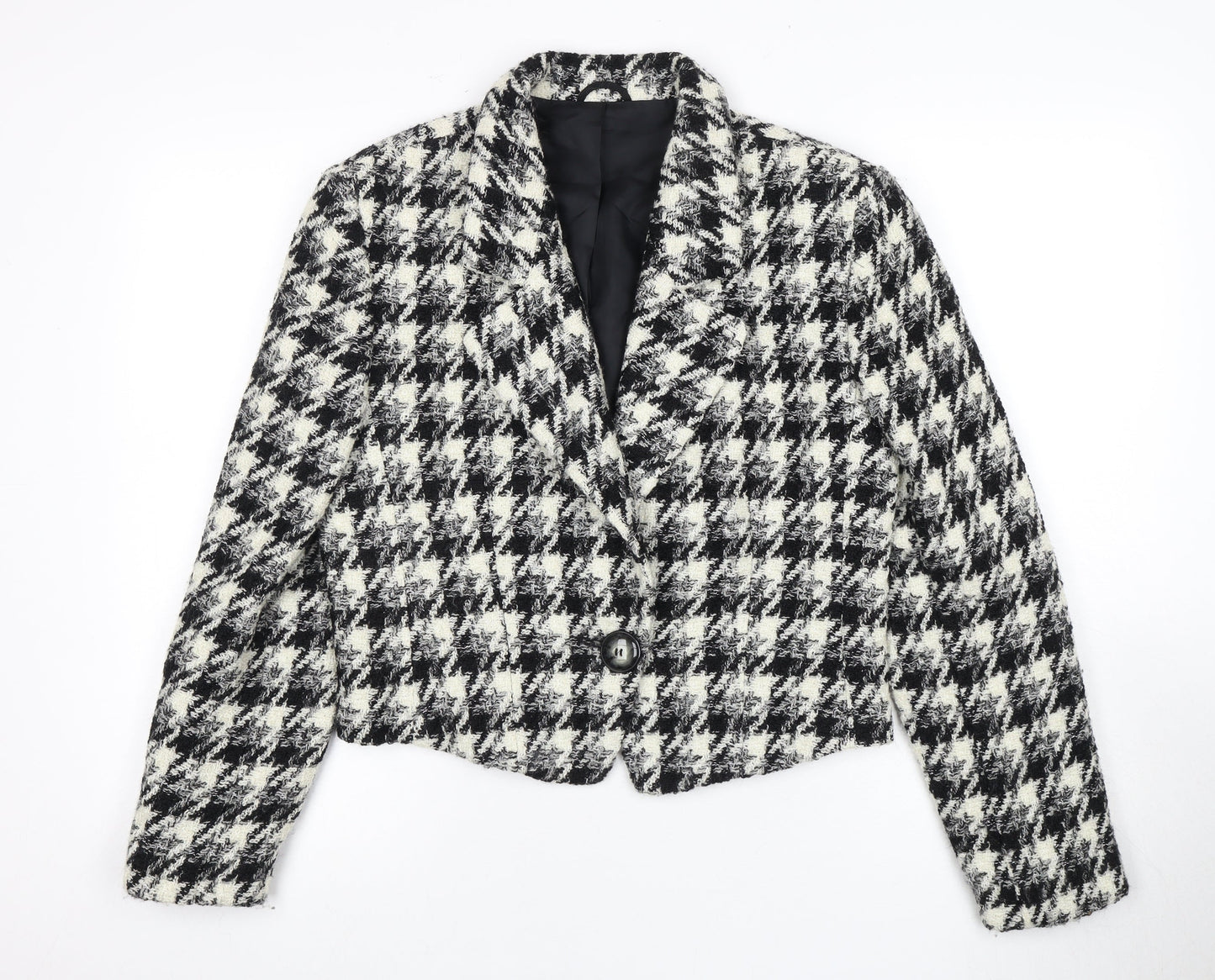 St Michael Women's Black Houndstooth Blazer, Size 12