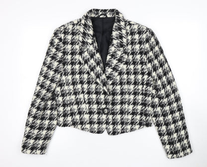 St Michael Women's Black Houndstooth Blazer, Size 12