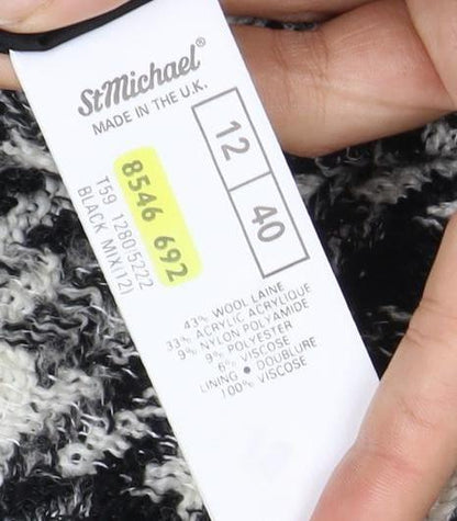 St Michael Women's Black Houndstooth Blazer, Size 12