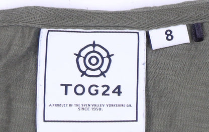 TOG24 Women's Green Button-Up Top Short Sleeve Size 8