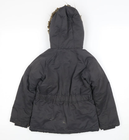Fat Face Girls Black Mid-Length Puffer Jacket M