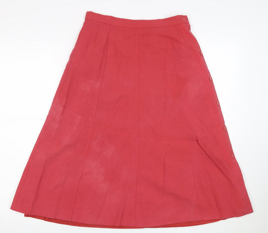 Jaeger Women's Red Wool A-Line Midi Skirt Size 12