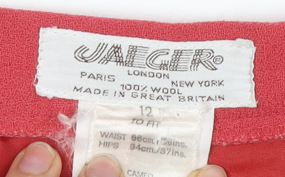 Jaeger Women's Red Wool A-Line Midi Skirt Size 12