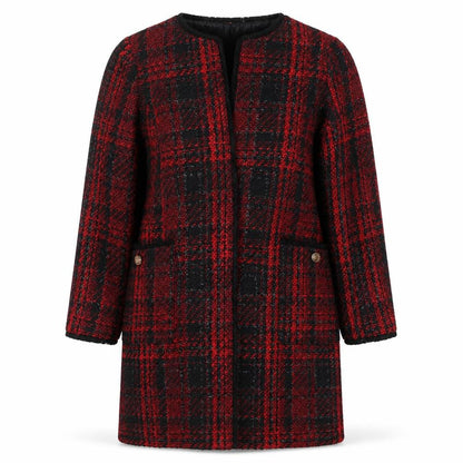 WoolenWear Women's Red Plaid Coat, Size 18