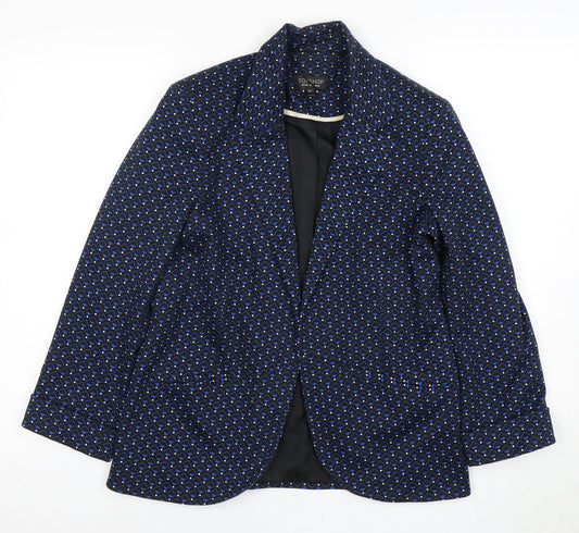 Topshop Women's Blue Geometric Blazer Size 10