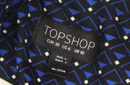 Topshop Women's Blue Geometric Blazer Size 10
