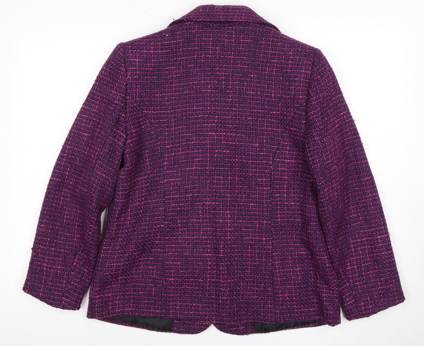 EWM Women's Purple Blazer Size 12 Bouclé Houndstooth