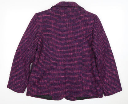 EWM Women's Purple Blazer Size 12 Bouclé Houndstooth