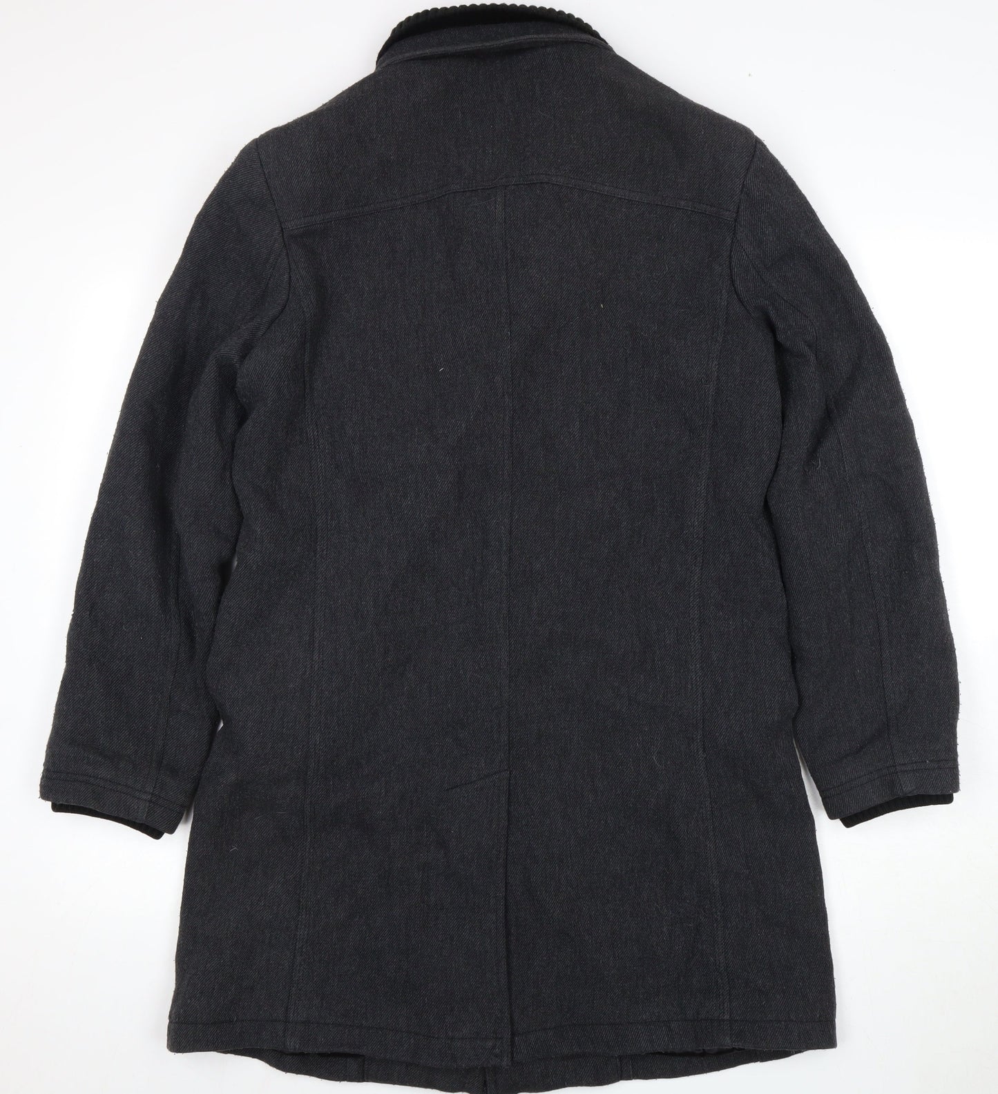 Zara Men’s Black Mid-Length Wool Overcoat, Size L
