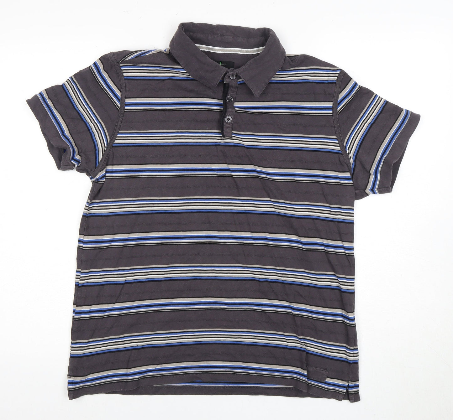 Jasper Conran Men's Grey Striped Polo Shirt L