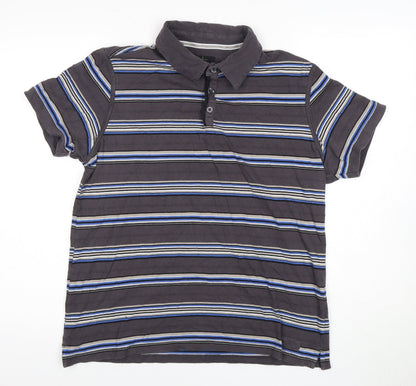 Jasper Conran Men's Grey Striped Polo Shirt L