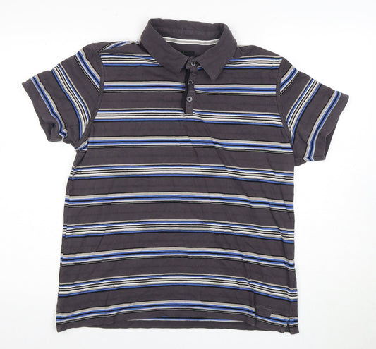 Jasper Conran Men's Grey Striped Polo Shirt L