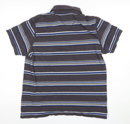 Jasper Conran Men's Grey Striped Polo Shirt L