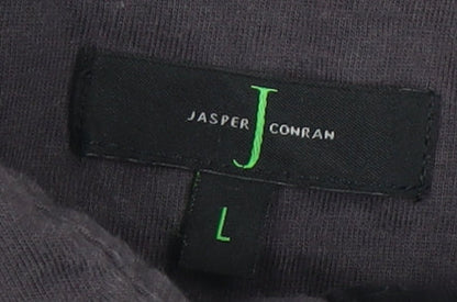 Jasper Conran Men's Grey Striped Polo Shirt L