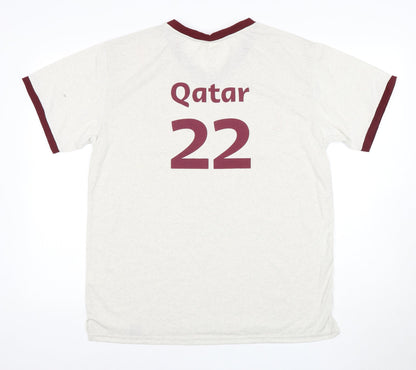 Qatar Airways Men's M White V-Neck T-Shirt