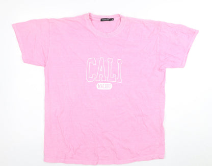 Boohoo Women's Pink M T-Shirt Casual Crew Neck