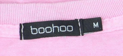 Boohoo Women's Pink M T-Shirt Casual Crew Neck