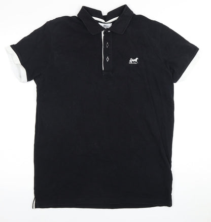 LODING Men's Black Polo Shirt XL Collared Short Sleeve