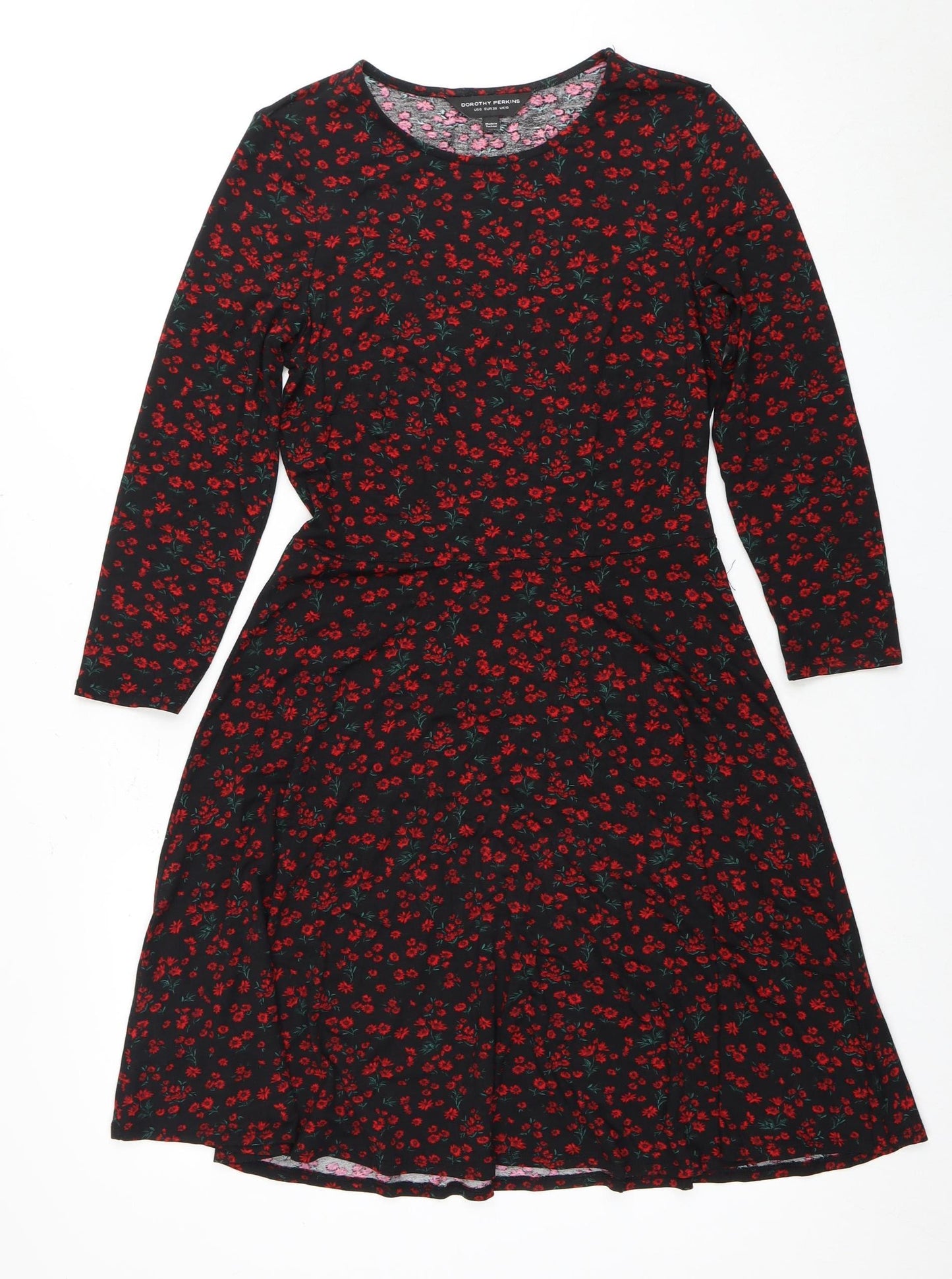 Dorothy Perkins Women's Black Floral A-Line Dress