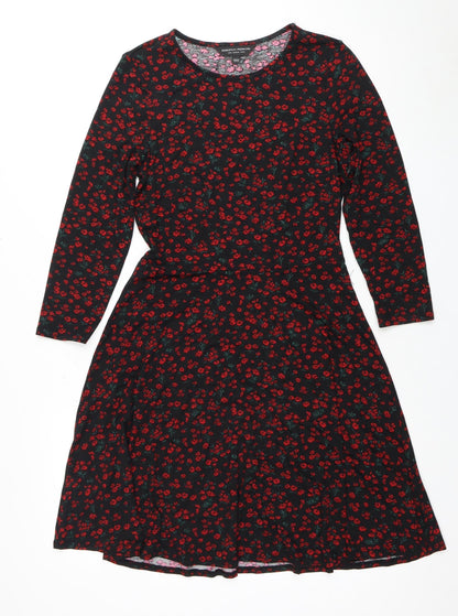 Dorothy Perkins Women's Black Floral A-Line Dress