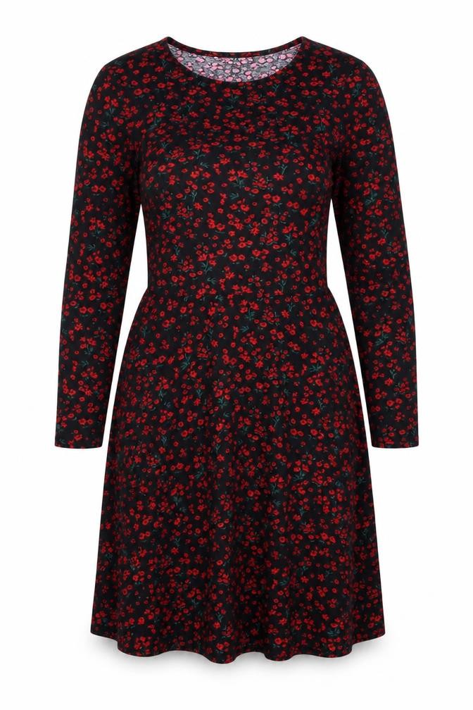 Dorothy Perkins Women's Black Floral A-Line Dress