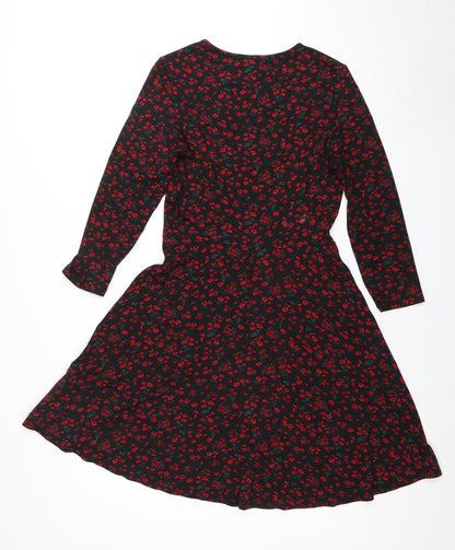 Dorothy Perkins Women's Black Floral A-Line Dress