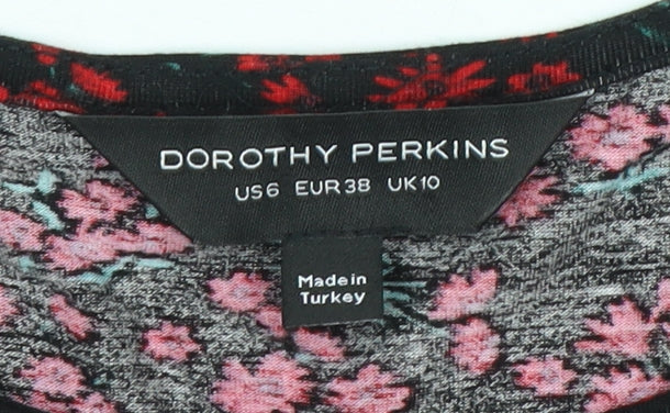 Dorothy Perkins Women's Black Floral A-Line Dress