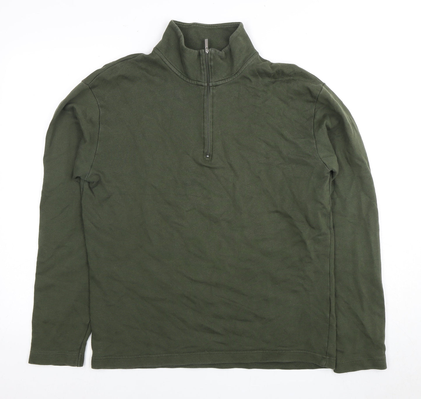 Mens UK Size M Selected Homme Green 1/4 Zip Sweatshirt