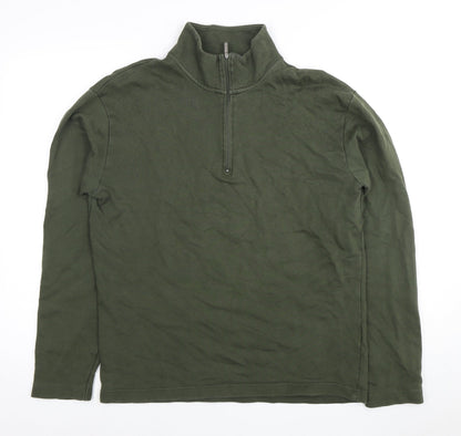 Mens UK Size M Selected Homme Green 1/4 Zip Sweatshirt