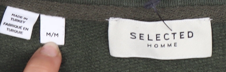 Mens UK Size M Selected Homme Green 1/4 Zip Sweatshirt