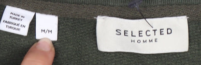 Mens UK Size M Selected Homme Green 1/4 Zip Sweatshirt